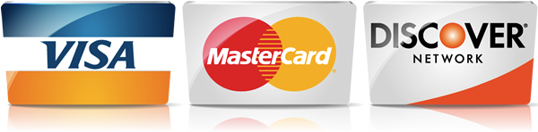 We Accept Visa, Mastercard and Discover